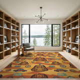 Orange Adventure Backpack Kids Area Rug