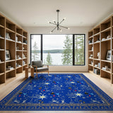 Blue Egyptian Cats Hieroglyph Area Rug