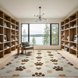 Paw Print Rainbow Hearts Washable Area Rug