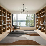Abstract Wavy Grey Area Rug