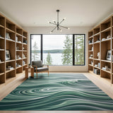 Abstract Area Teal Ocean Waves Abstract Area Rug