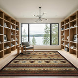 Brown and Tan Southwestern Southwestern Geometric Tribal Area Rug