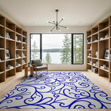 Elegant Blue Swirling Vine Area Rug