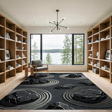 Zen Rocks Black White Area Rug
