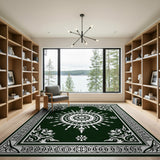 Emerald Green Sun Mandala Area Rug