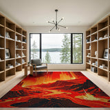 Fiery Volcanic Canyon Red Area Rug