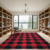 Bold Red Black Geometric Geometric Modern Area Rug