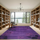 Purple Floral Striped Area Rug