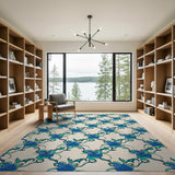 Blue and Teal Teal Blue Floral Vintage Area Rug