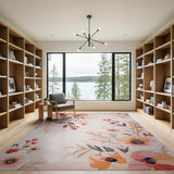 Blush Pink Poppy Floral Area Rug