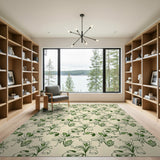 Vintage Green Floral Area Rug