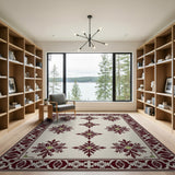 Maroon Starburst Medallion Persian Area Rug
