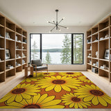 Vibrant Yellow Vibrant Yellow Sunflower Area Rug