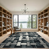 Black and White Black White Woven Geometric Area Rug
