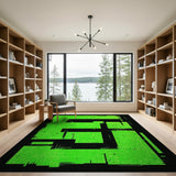 Neon Green Glitch E Circuit Area Rug