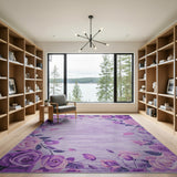 Purple Rose Border Area Rug