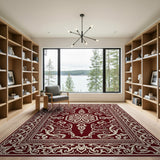 Ornate Maroon Persian Medallion Area Rug