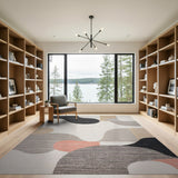 Abstract Organic Shapes Area Rug - Grey Black Coral
