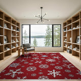 Festive Red Snowflake No. 2 Area Rug
