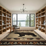 Southwestern Grizzly Bear Silhouette Rug
