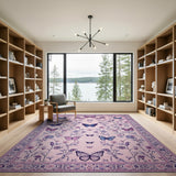 Blush Pink Butterfly Floral Vintage Area Rug