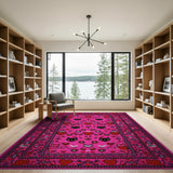Whimsical Pink Hearts Black Cats Persian Rug