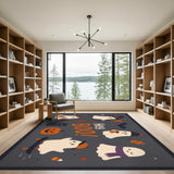 Hey Boo Halloween Kids Cartoon Area Rug
