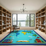 Pixelated World Map Kids Area Rug