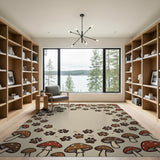 Mushroom Fairy Ring Rug with Paw Prints