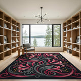 Pink Lily Art Nouveau Floral Rug