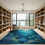Teal Coral Reef Underwater Area Rug