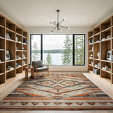 Rust Orange Southwestern Geometric Area Rug