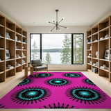 Pink Vibrant Pink Starburst Geometric Area Rug