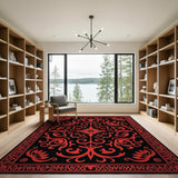 Red Ornate Floral Persian Area Rug