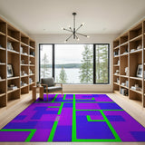 Vibrant Purple Blue Green Geometric Area Rug