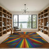 Multi-color and Patterns Radiant Multi-Color Starburst Area Rug