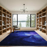 Blue and Teal Cosmic Nebula Vortex Area Rug