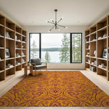 Swirling Orange Abstract Area Rug