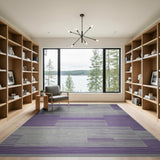 Purple Gray Geometric Striped Area Rug