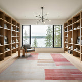 Modern Geometric Pink Stripe Area Rug