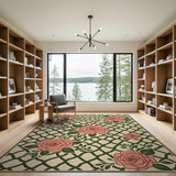 Coral Rose Trellis Area Rug