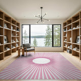 Pink Sunburst Radial Stripe Area Rug