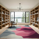 Wavy Layers Pink Grey Abstract Area Rug