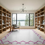 Pink Geometric Diamond Border Area Rug