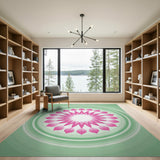 Pink Radiant Flower Mandala Area Rug