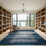 Navy Blue Geometric Grid Blue and Teal Area Rug