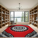 Bold Red Mandala Tribal Area Rug