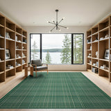 Green Checkered Geometric Area Rug