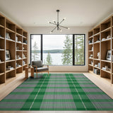 Green Classic Green Gingham Plaid Area Rug