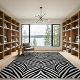 Bold Geometric Zebra Stripe Black White Area Rug